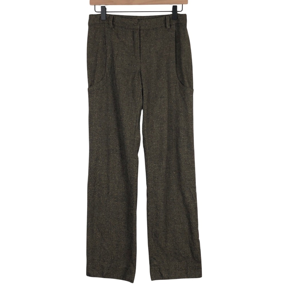 TRICOT CHIC Italy Tweed Wool Blend Trousers‎ Women's 8 Brown Straight Leg Pants